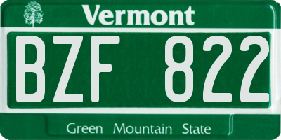 VT license plate BZF822