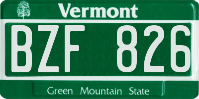 VT license plate BZF826