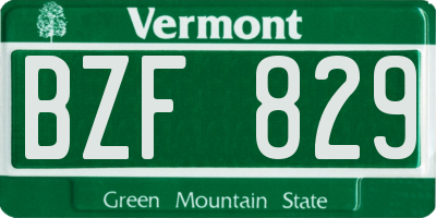 VT license plate BZF829