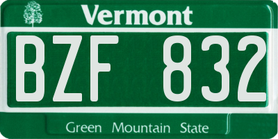VT license plate BZF832
