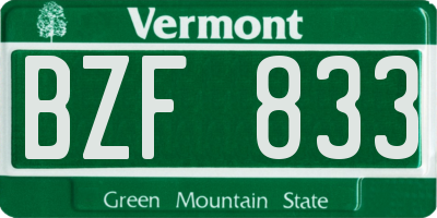 VT license plate BZF833