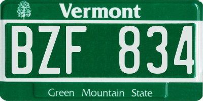 VT license plate BZF834