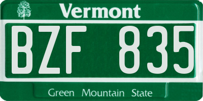 VT license plate BZF835