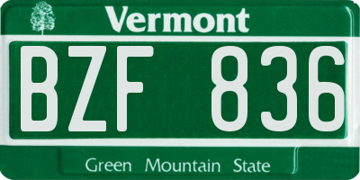 VT license plate BZF836