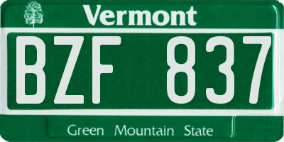 VT license plate BZF837