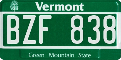 VT license plate BZF838
