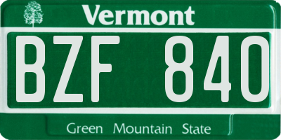 VT license plate BZF840