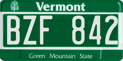VT license plate BZF842