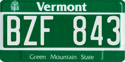 VT license plate BZF843