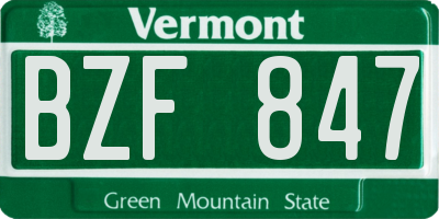 VT license plate BZF847