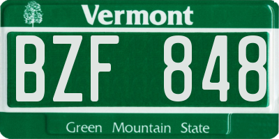 VT license plate BZF848