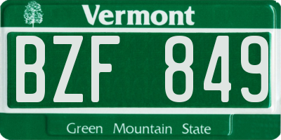 VT license plate BZF849