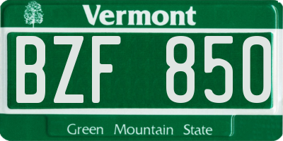 VT license plate BZF850