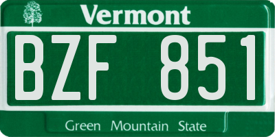 VT license plate BZF851