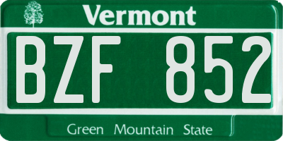 VT license plate BZF852