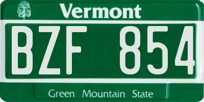 VT license plate BZF854