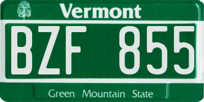 VT license plate BZF855