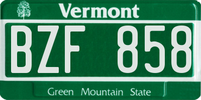 VT license plate BZF858