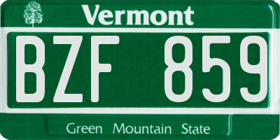 VT license plate BZF859