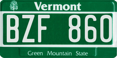 VT license plate BZF860