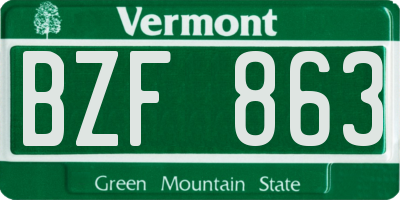 VT license plate BZF863