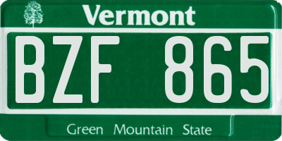 VT license plate BZF865