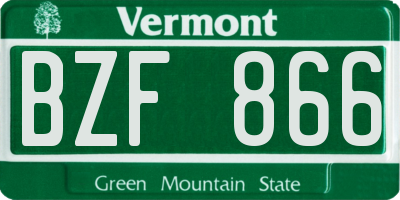 VT license plate BZF866