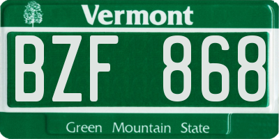 VT license plate BZF868