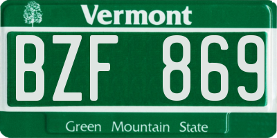 VT license plate BZF869