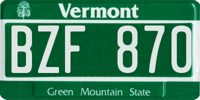 VT license plate BZF870