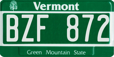 VT license plate BZF872