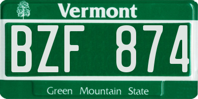 VT license plate BZF874