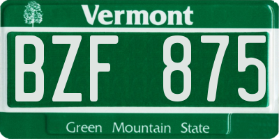 VT license plate BZF875
