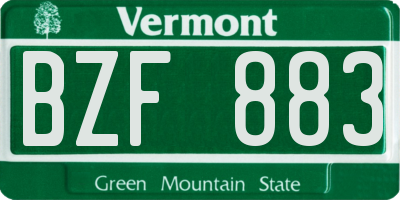 VT license plate BZF883