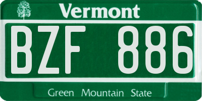 VT license plate BZF886