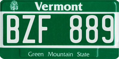 VT license plate BZF889