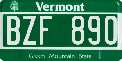 VT license plate BZF890