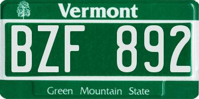 VT license plate BZF892