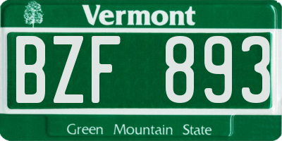 VT license plate BZF893