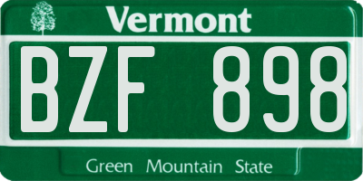 VT license plate BZF898