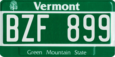 VT license plate BZF899