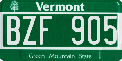 VT license plate BZF905