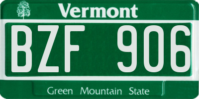 VT license plate BZF906