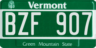 VT license plate BZF907