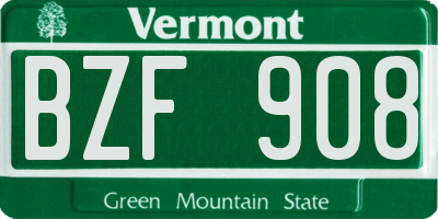 VT license plate BZF908