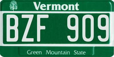 VT license plate BZF909