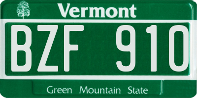 VT license plate BZF910