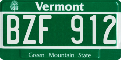 VT license plate BZF912