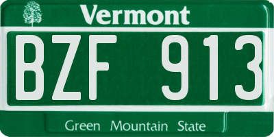 VT license plate BZF913