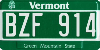 VT license plate BZF914